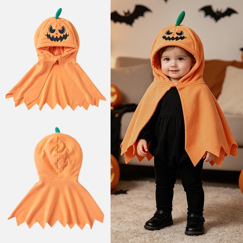 Cross-border wholesale Halloween party costumes for boys and girls, festive atmosphere ghost face hooded cape