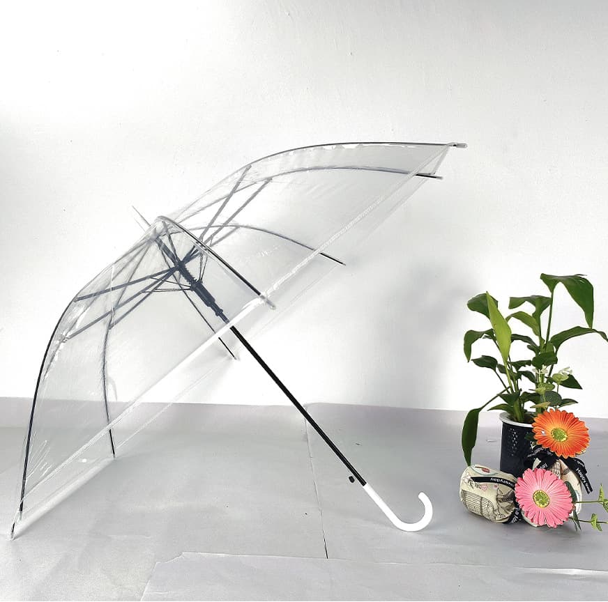 Transparent umbrella manufacturer bulk wholesale automatic rain umbrella long handle straight shaft clear umbrella printable logo auto umbrella