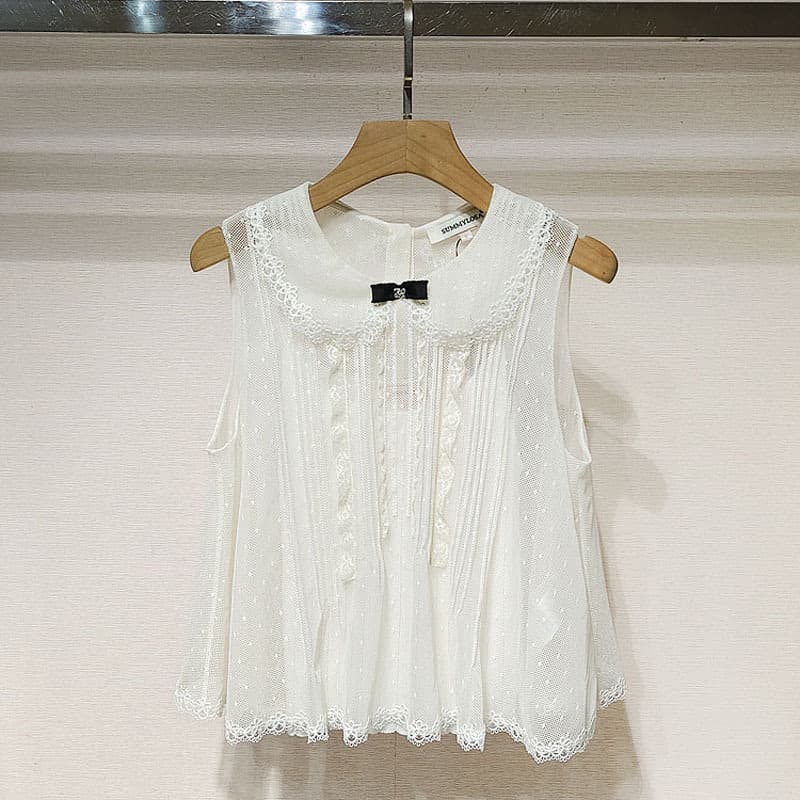 Shenzhen Nanyou 2026 Spring Women's Clothing Xsj3S03D Doll Collar Bow Sleeveless Top Two-Piece Set S260180