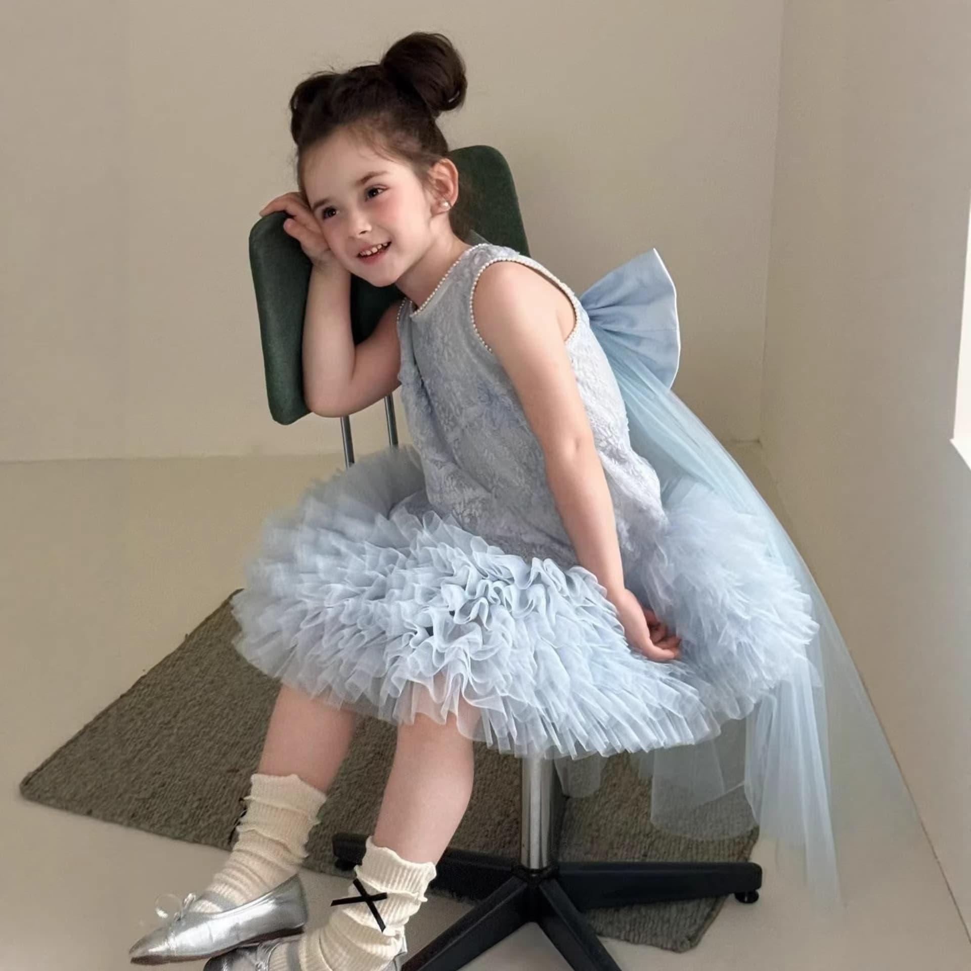 Girls Summer New Dress Children Mesh Tutu Skirt Baby Princess Dress Tank Top Dress with Veil