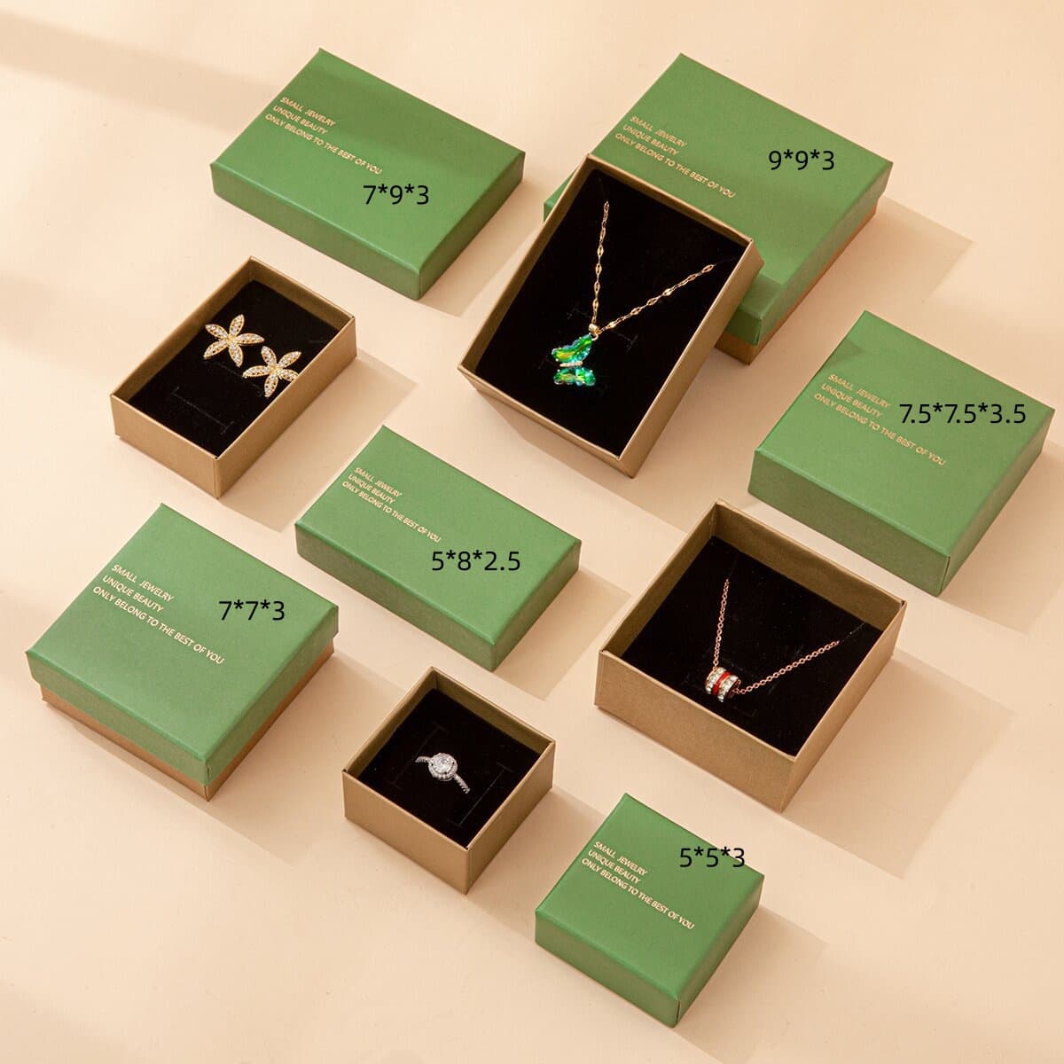 Fresh Textured Jewelry Box, Valentine's Gift Box for Rings, Earrings, Bracelets, Necklace Packaging, Lid and Base Gift Box