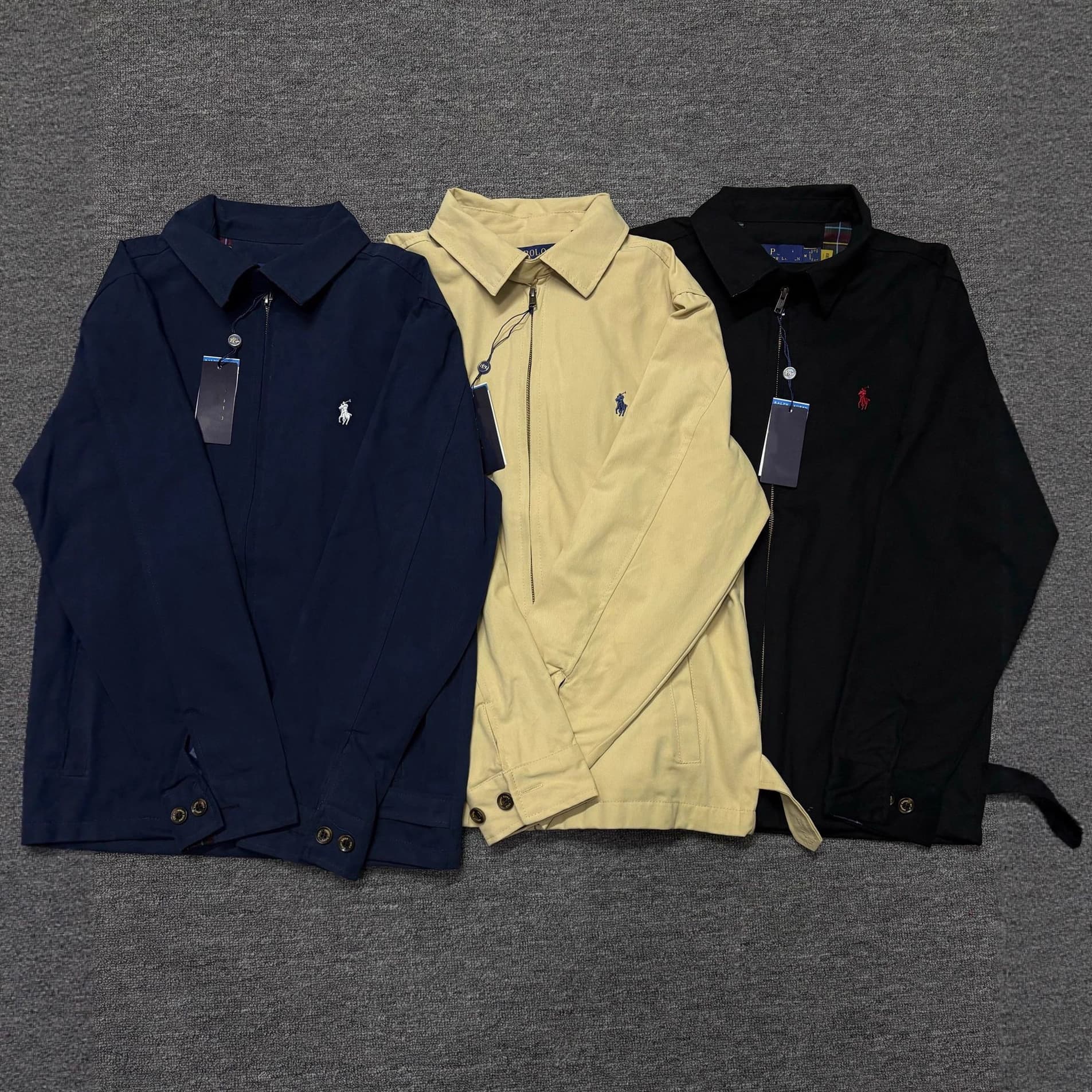 Scan-to-View RL Pony Embroidery Classic Zip-Up Retro Jacket Polo Shirt for Men