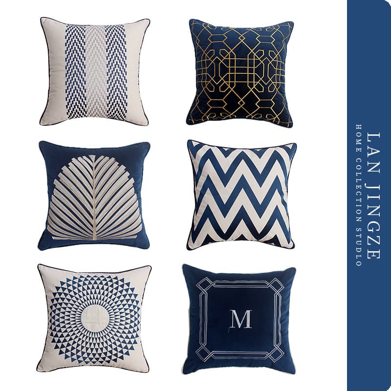 Simple Style Dutch Velvet Embroidered Pillowcase Wholesale Modern Simple Pillowcase Headboard Cushion Living Room Sofa Cushion Cover