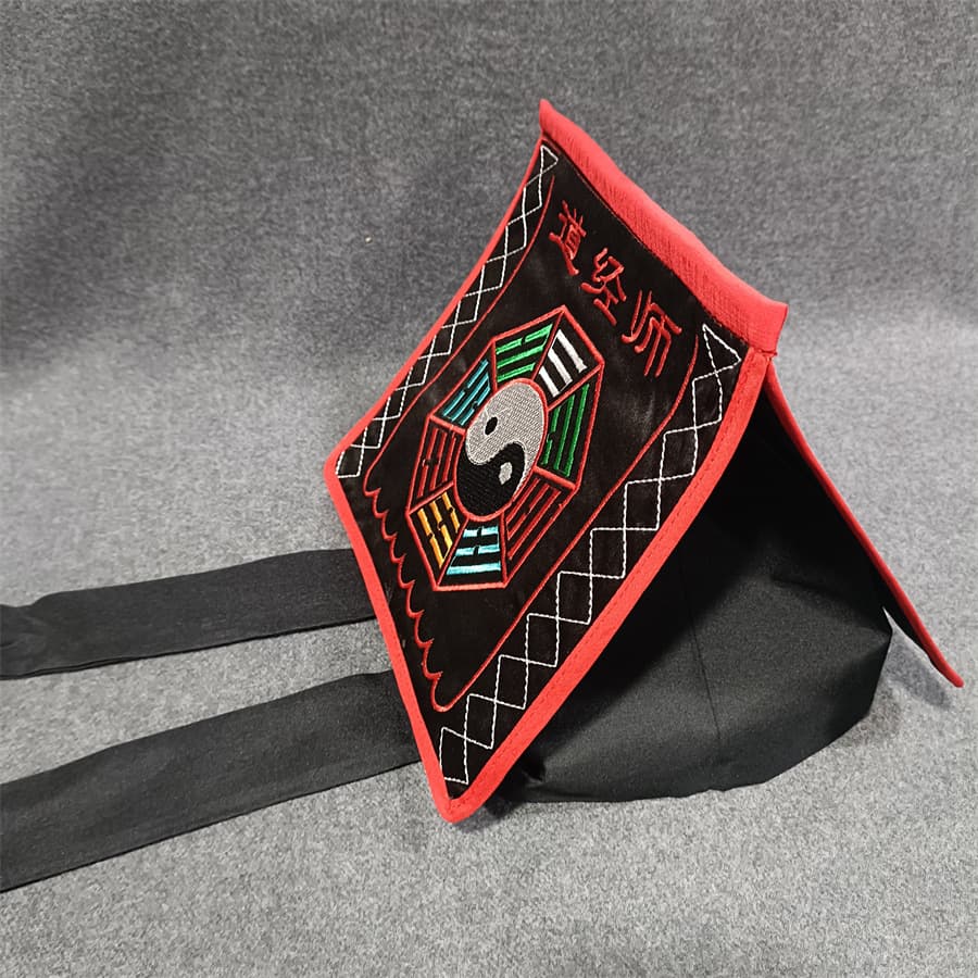 Taoist Supplies Taoist Priest Hat Bagua Cap Taoist Headscarf Tao, Scripture, Master Three Treasures Hat High Merit Hat Embroidery Taoist Ritual Implements