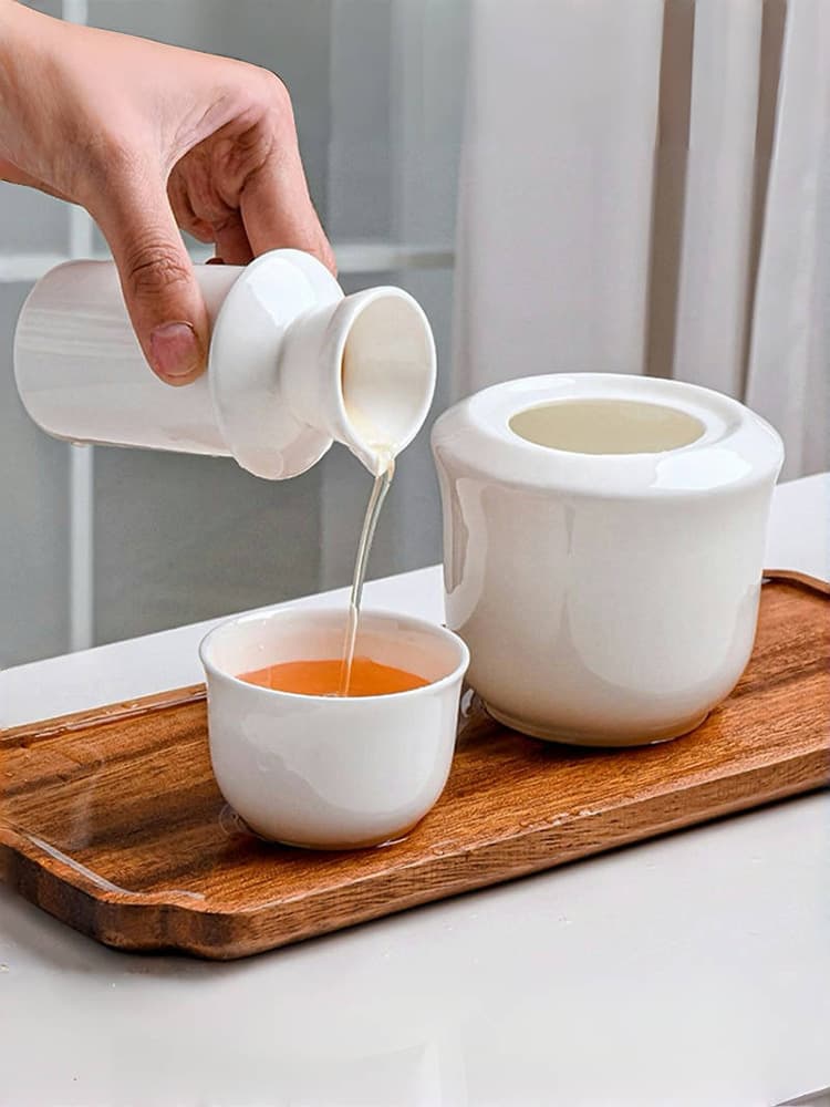 Bone China Rice and Yellow Wine Warmer, Single-person Hot Wine Winter Jug, Half-catty Heating Jug for Home Use
