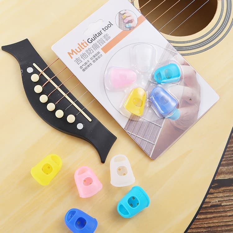 Thick Universal Left-Hand Silicone Guitar Finger Picks, Guitar Finger Protectors, Wear-Resistant, Anti-Slip