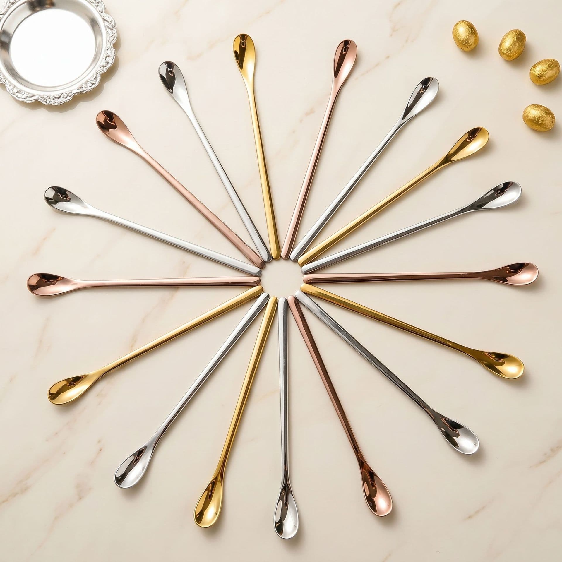 304 Stainless Steel Stirring Spoon Long Handle Coffee Spoon Creative Ice Spoon Dessert Spoon Honey Spoon High-Quality Bar Spoon