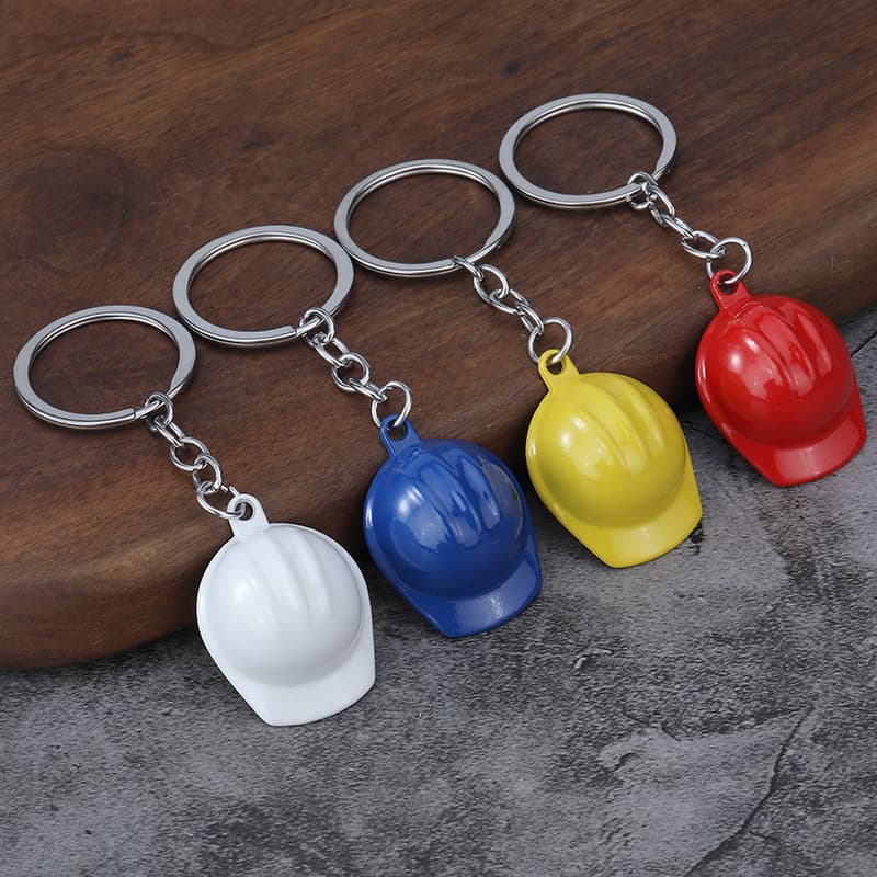 Factory Direct Creative Simulation Helmet Keychain Site Safety Helmet Keychain Pendant Waist Promotional Gifts