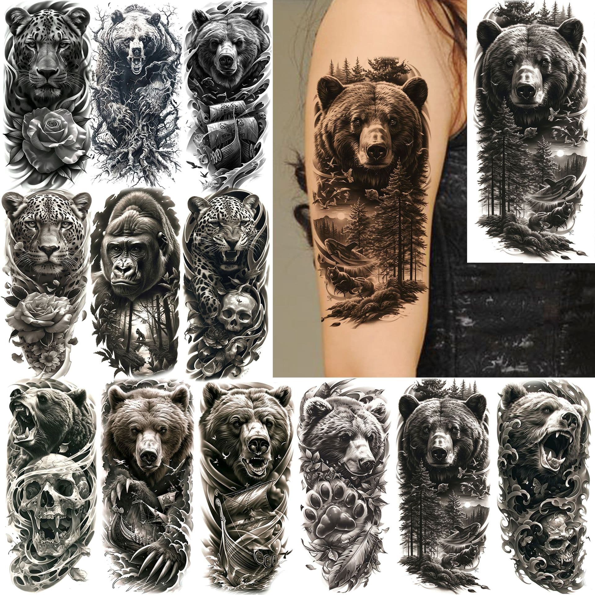 Cross-border new products leopard bear animals a variety of ready-made tattoo stickers arms and legs realistic tattoo stickers Tattoo