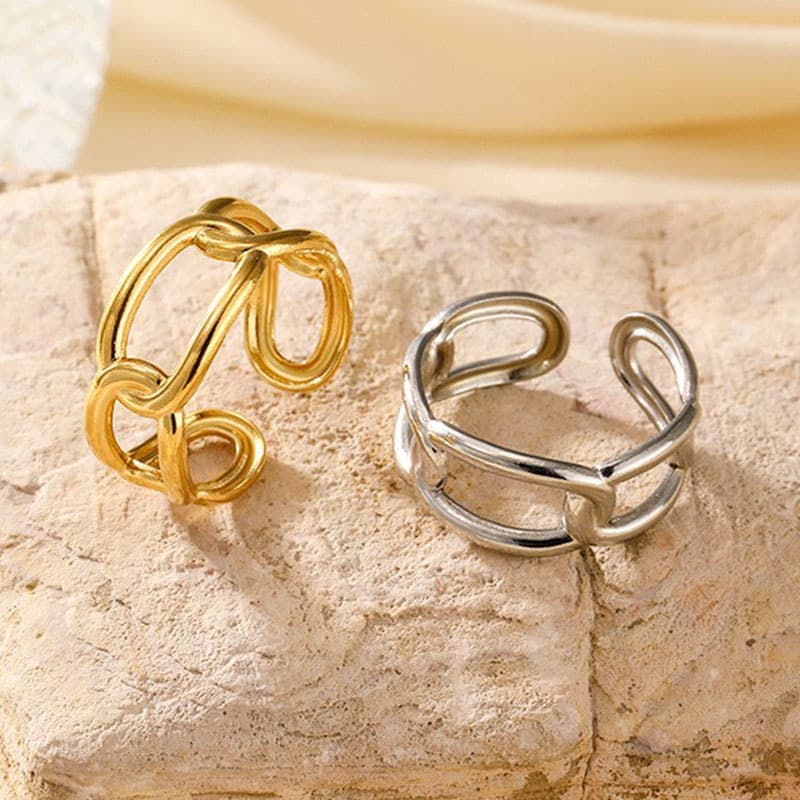 European and American Retro Palace Style Hollow Chain Ring Adjustable Opening Index Finger Ring Fashion High-end Titanium Steel Ring