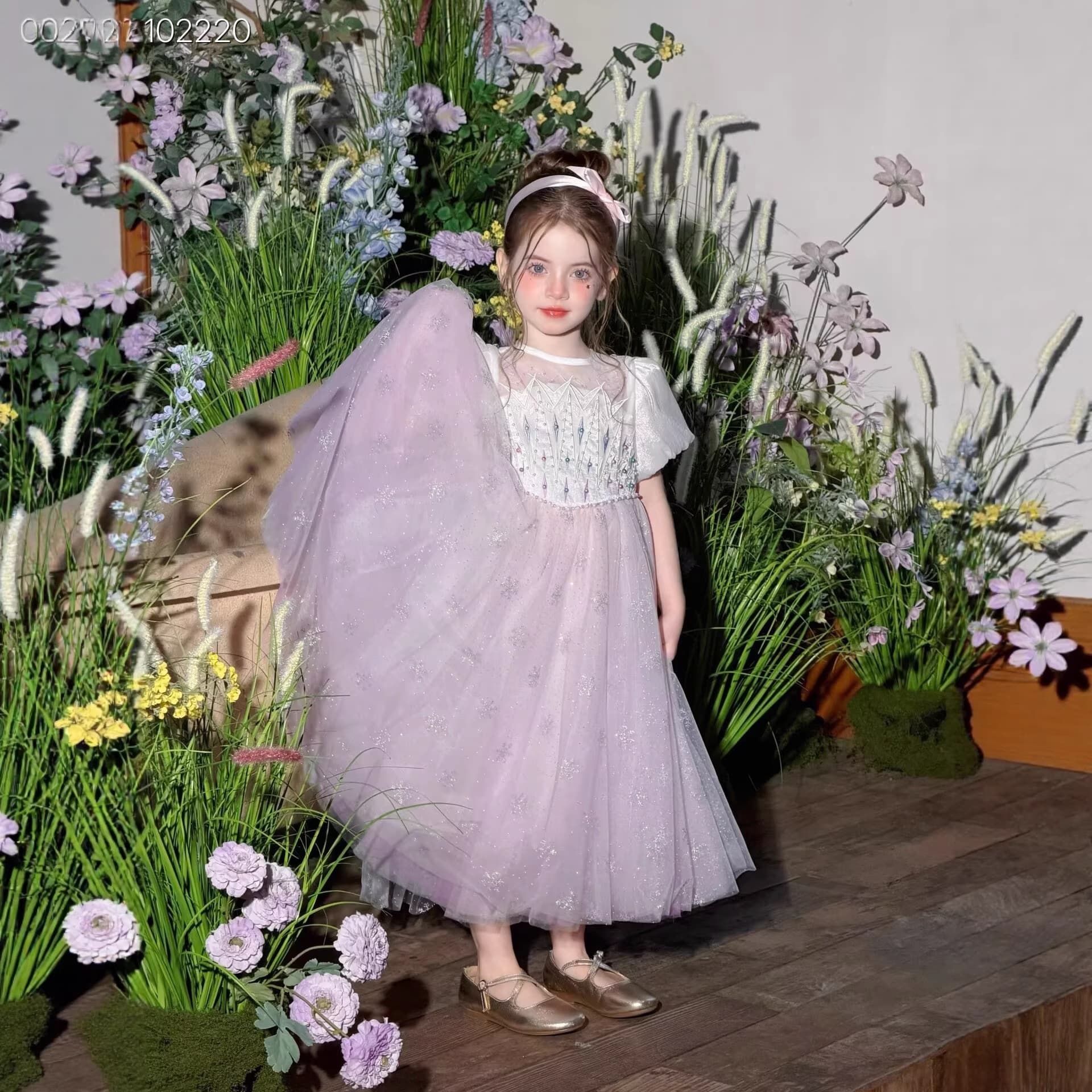 MZK Heavy Embroidery Classic Children's Ice Princess Dress 2026 Summer Style Girls' Elsa Dress for Children's Day