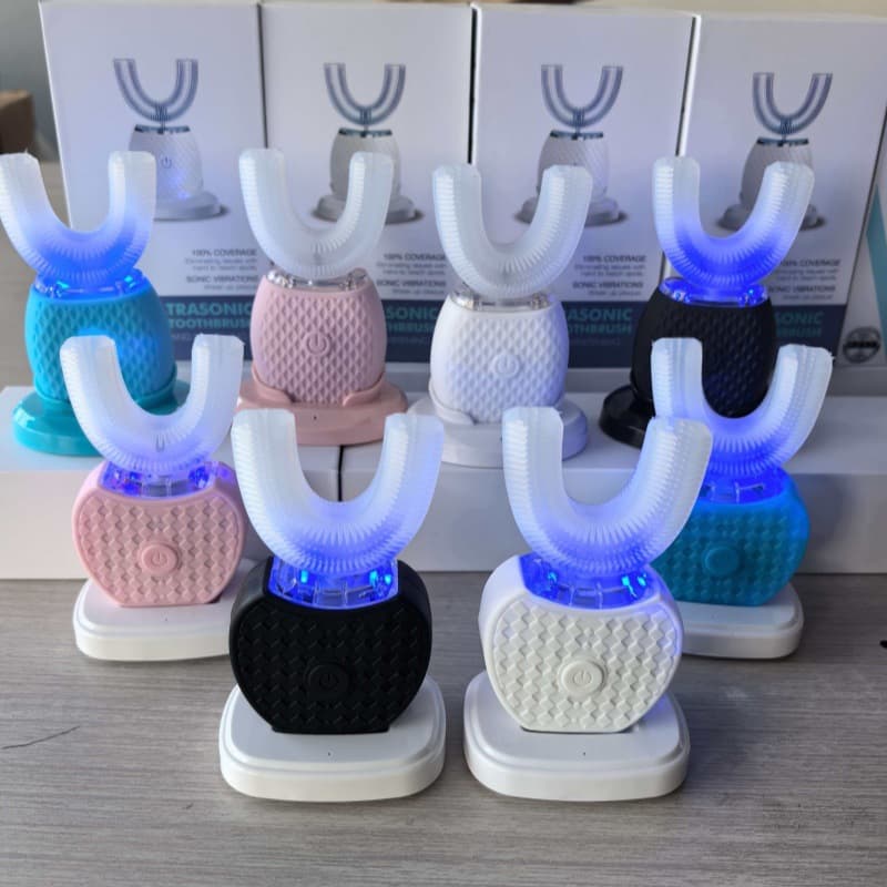 Electric Silicone Toothbrush Cold Light Teeth Whitening Rechargeable Ultrasonic Handle Dental Care Device