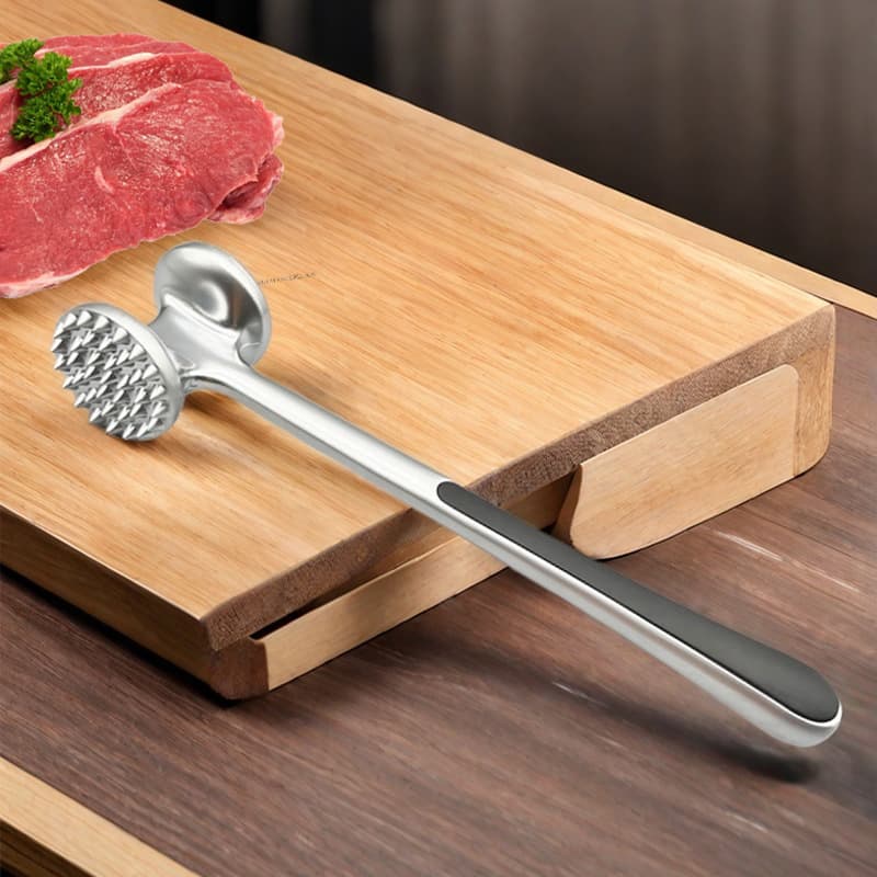 Zinc alloy multi-functional meat tenderizer, steak fiber breaking kitchen tool, dual-sided tenderizing hammer