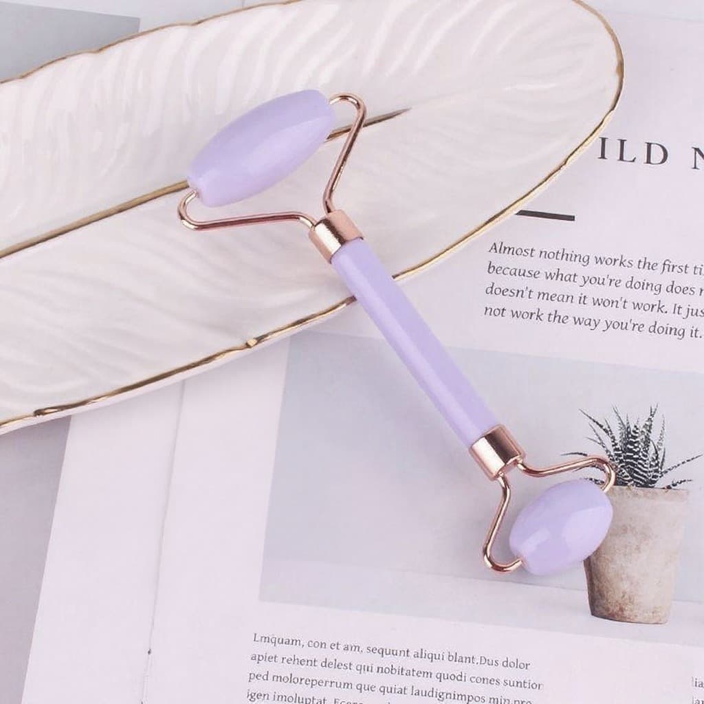 Heart-Shaped Pink Crystal Roller Massager Board Set Facial Beauty Board Double-Head Roller Massager