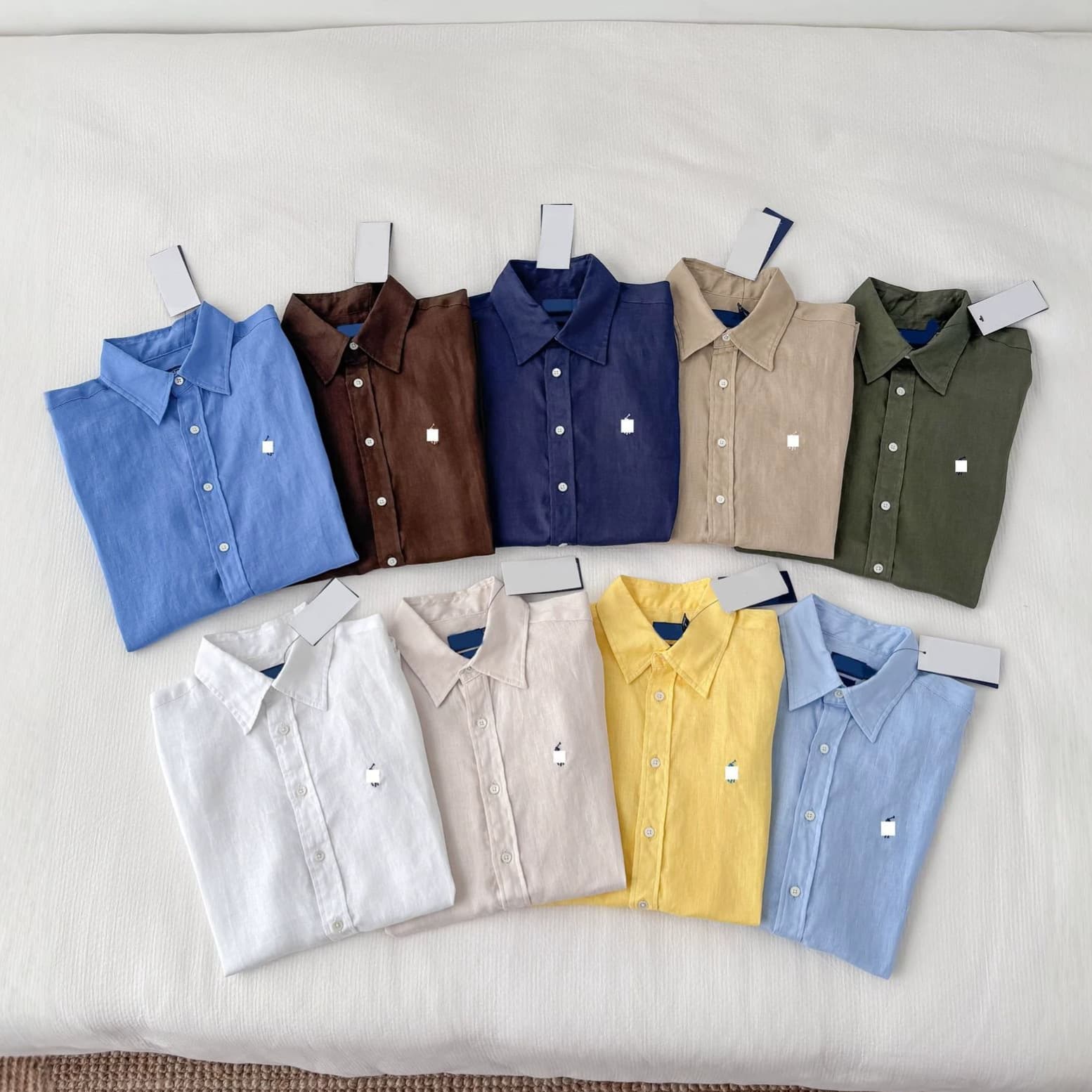 Scan code for ceiling-level / Women's 100% linen shirt RL Ralph Lauren classic small pony logo long sleeve summer sun protection
