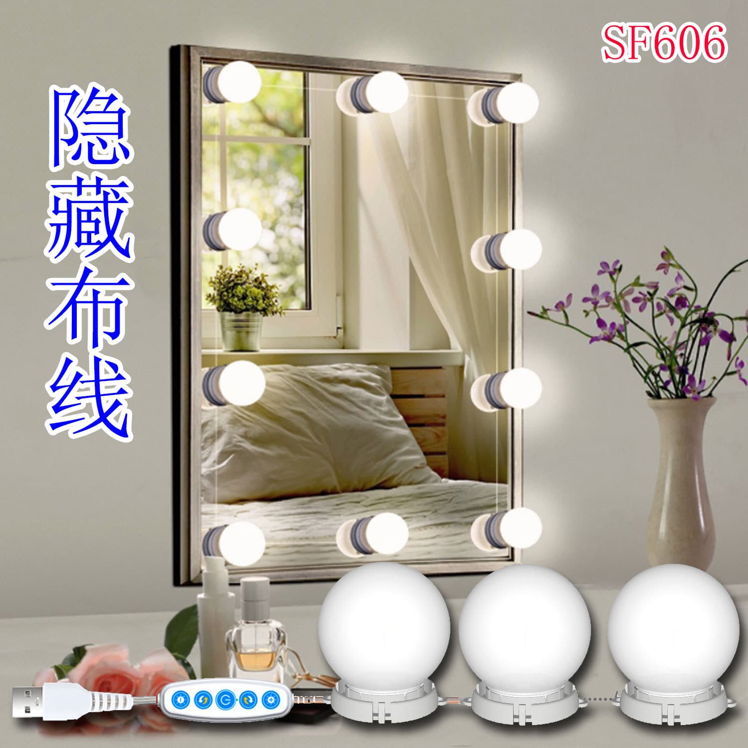 Makeup Mirror Light No-Drill Adhesive Hollywood Studio Fill Light LED Vanity Light Hollywood Mirror Bulb