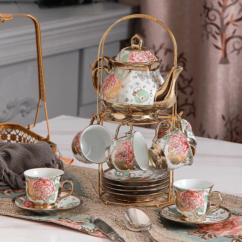 Piece Set European Tea Set Ceramic Coffee Cup Flower Tea English Afternoon Tea Set Retro Wedding Gift Minyi