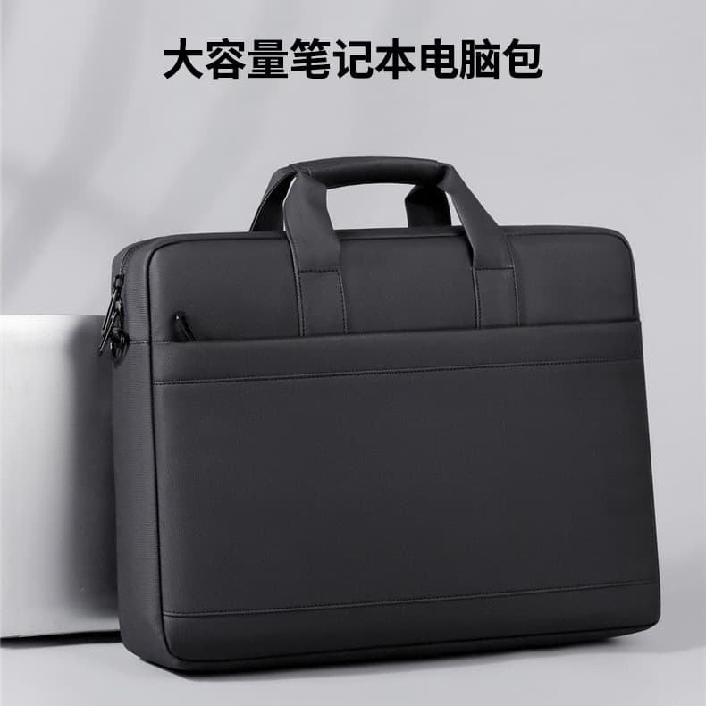 Cross-border leather film laptop bag 16-inch men's large capacity office laptop briefcase custom logo