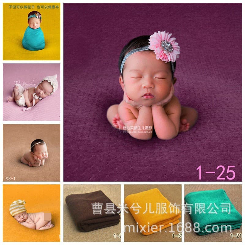New Children's Photography Outfit Wrap Cloth Studio Knitted Swaddle Blanket for Baby Boys and Girls Dual-Use Theme Portrait Photo Shoot
