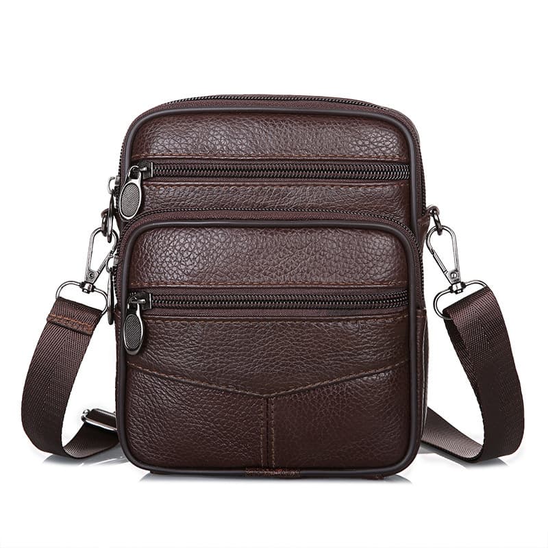 Cross-Border Genuine Leather Men's Bag, Shoulder Bag, Crossbody Bag, Soft Leather Bag, Small Backpack, First-Layer Cowhide, Business Casual Vertical Style Waist Bag
