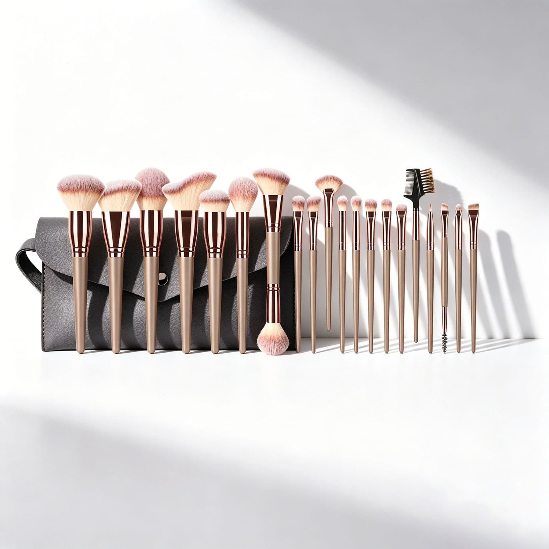 20-Piece Makeup Brush Set with Cosmetic Bag, Includes Blush Brush, Powder Brush, Contour Brush