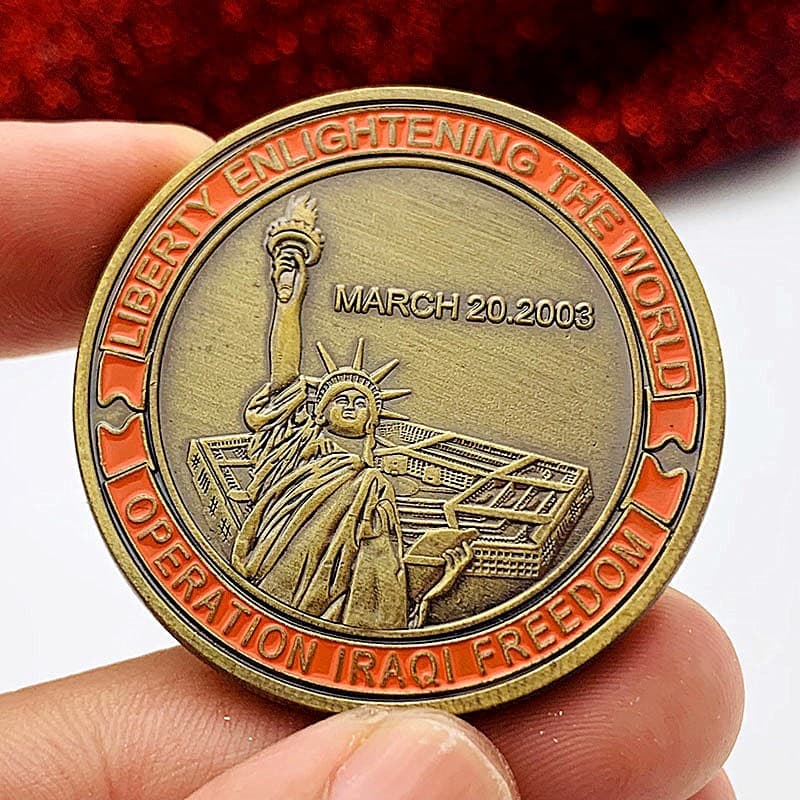 American Statue of Liberty Torchbearer Pentagon Patron Saint Bronze-Plated Bronze Medal Craft Play Coin