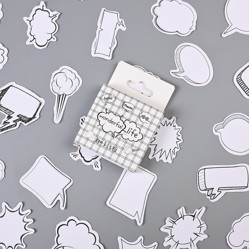 Cute cartoon personalized speech bubble sticker pack, high-value, Instagram-worthy, girly, writable DIY craft kit for girls.