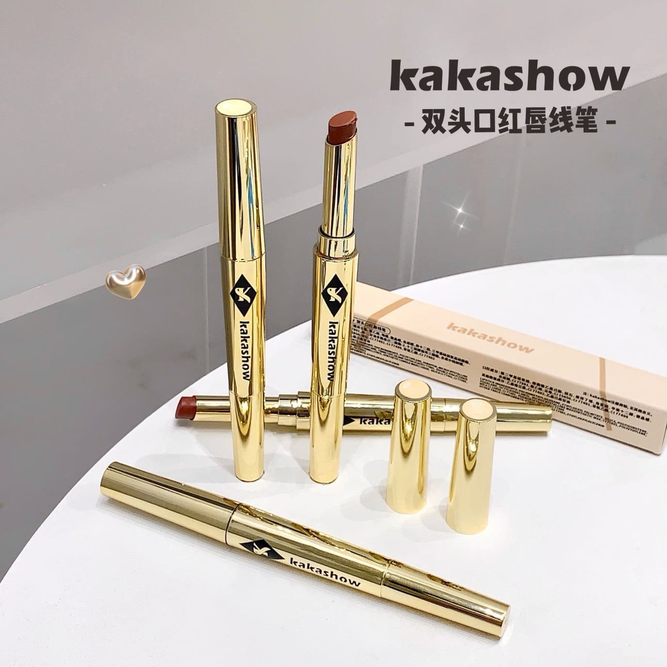 kakashow Dual-Ended Lip Liner and Lipstick, Defines Lip Shape, Rich Color, Matte Lip Liner and Lipstick