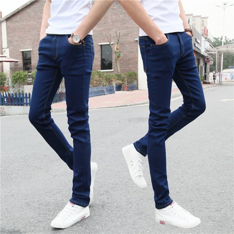 Summer Stretch Denim Jeans Korean Slim Fit Skinny Pants for Men and Teens Thin Style
