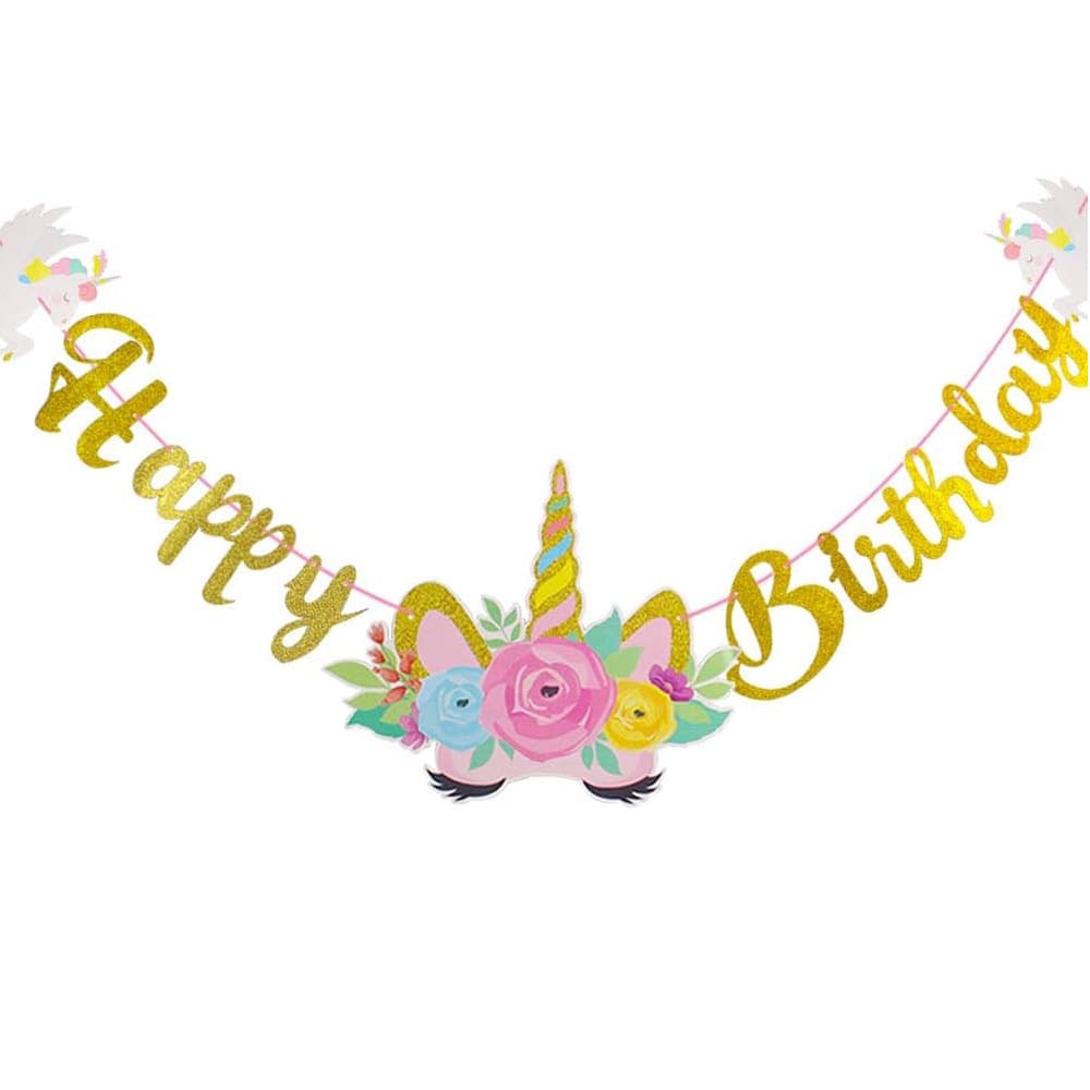 Unicorn Theme Party Decoration Flag Children Fairy Happy Birthday Banner Activity Party Background Supplies