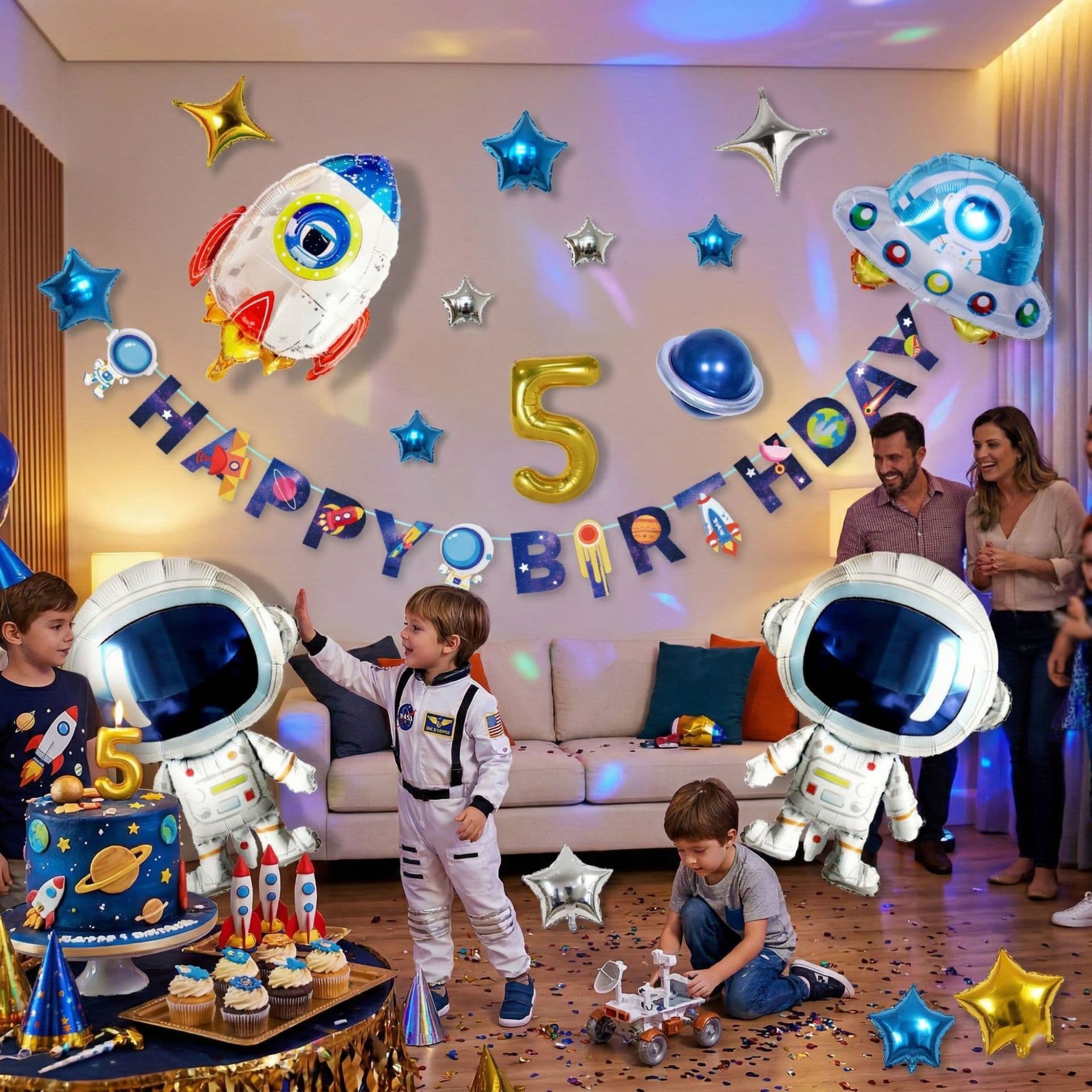 Astronaut Series Balloon Set - Multiple Astronaut Theme Kids Birthday Party Scene Decoration Props