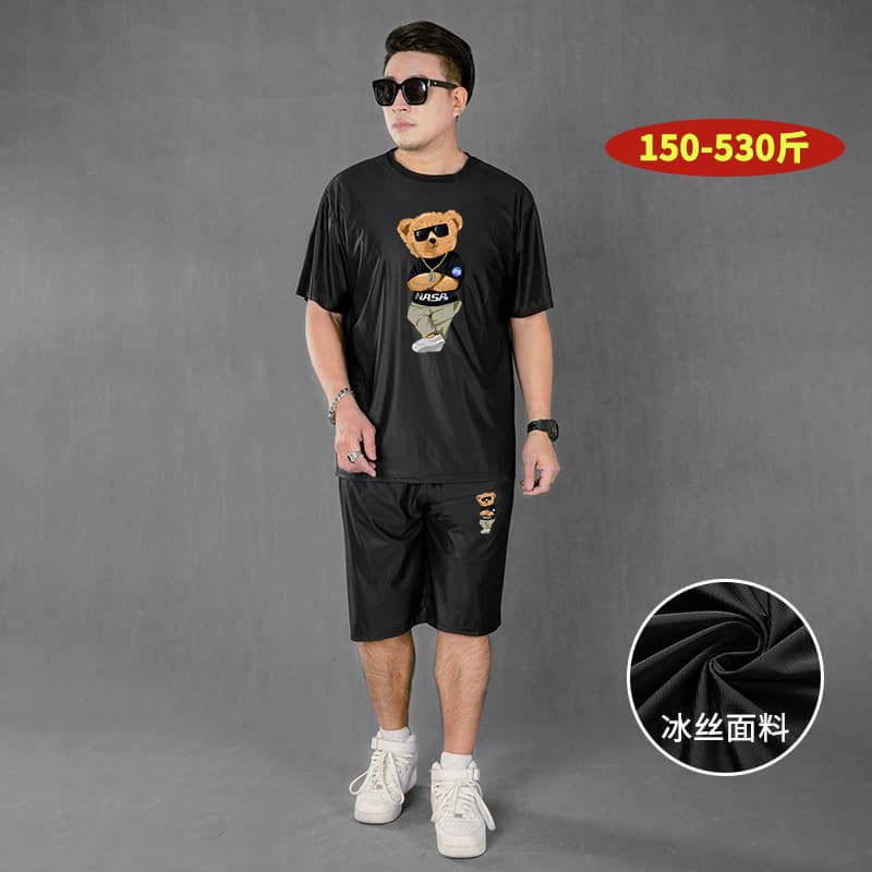 T6042T-shirt-D7042B ice silk shorts-C8042B ice silk trousers versatile casual suit
