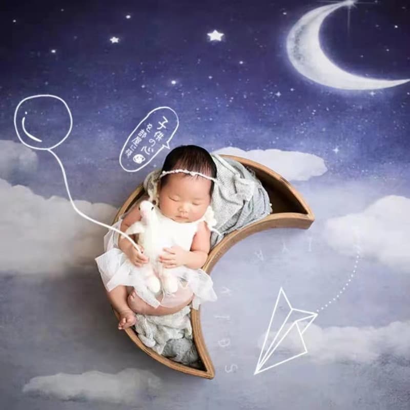 Newborn photography props baby photo props baby hundred days moon frame children photography creative solid color wooden barrel