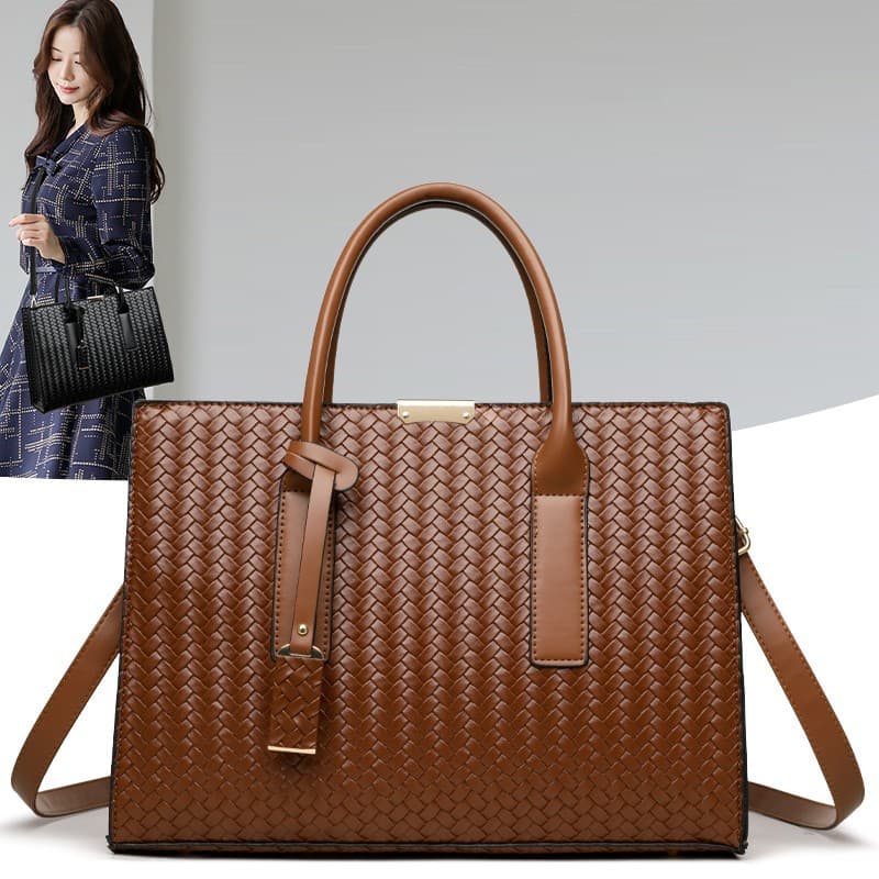 Cross-border 2026 new woven pattern handbag women's large capacity commuter shoulder crossbody bag versatile tote bag