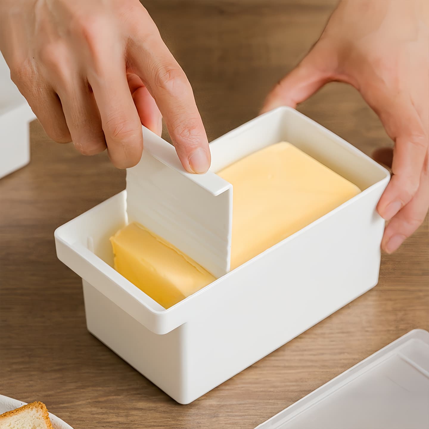 Butter Cutting Storage Box, Food-Grade Refrigerator Plastic Container with Lid for Cheese Storage