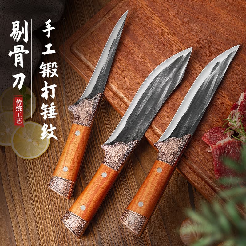 Hand-Forged Stainless Steel Specialized Pig Slaughter and Meat Selling Boning Knife, Professional Slaughtering Meat Cutter, Sharp Tool for Meat Processing Plants