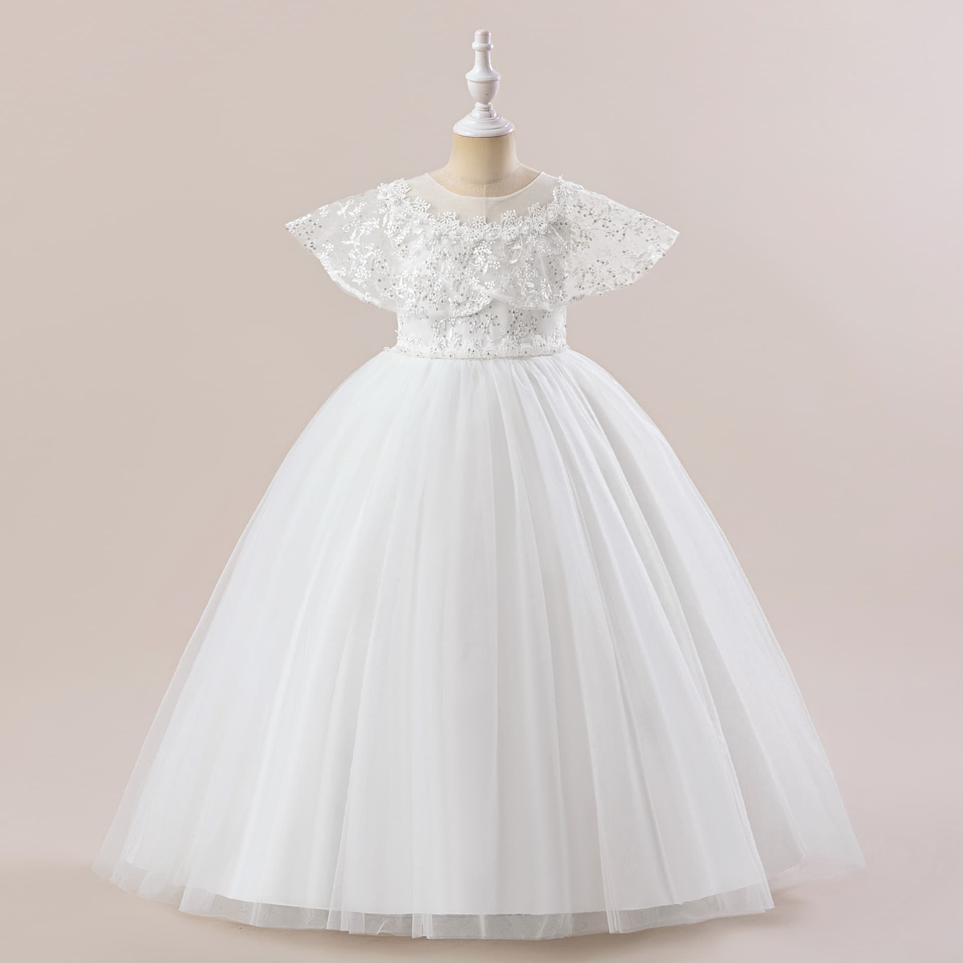 European and American girls' dresses new children's side embroidery beading wedding dress princess dress little girl festival stage party dress