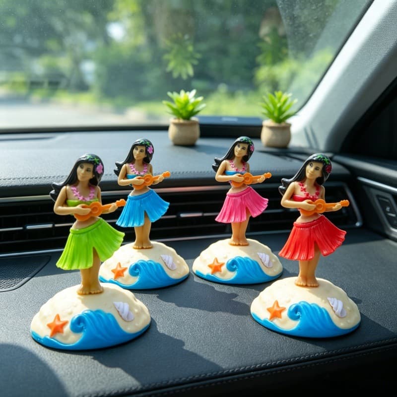 Cross-Border Hawaiian Swing Grass Skirt Bobblehead Car Ornament Cartoon Gift Children's Toy Car Decoration