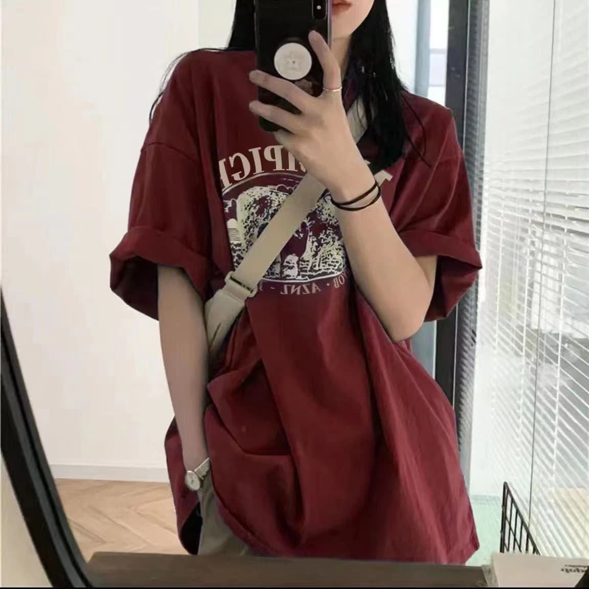 New Summer Heavyweight Pure Cotton Short Sleeve T-Shirt for Women, Korean Style Versatile Tee, Hong Kong Style Couple Top, Youthful and Slimming T-Shirt