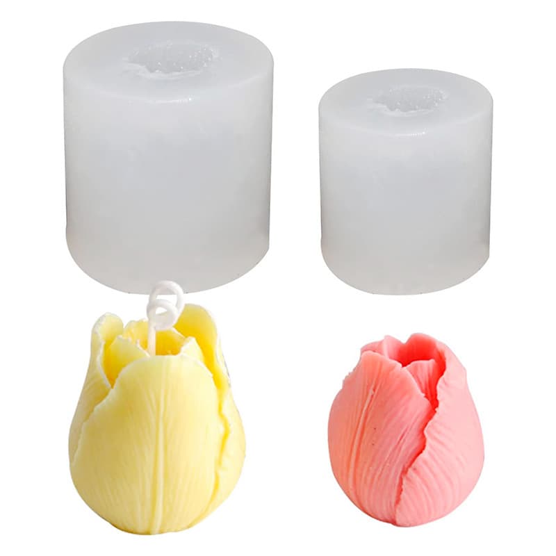 Valentine's Day Large and Small Tulip Flower Silicone Mold DIY Flower Bud Scented Candle Ornament Baking Decoration