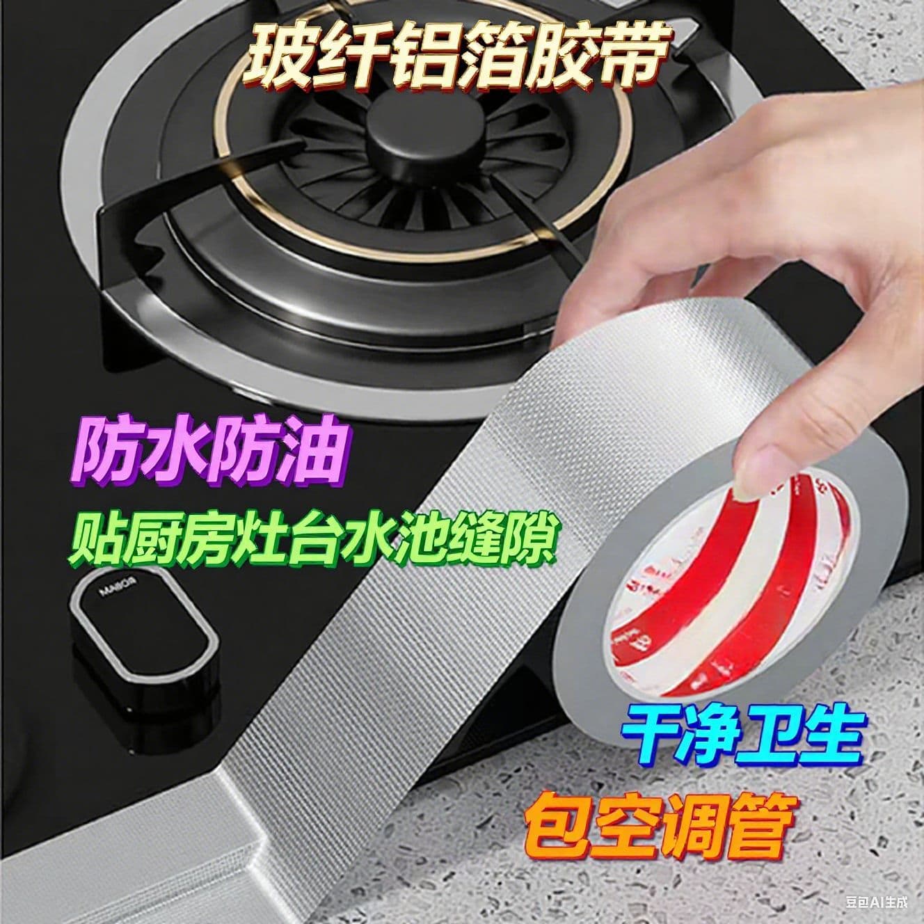Aluminum Foil Tape Fiberglass High Temperature Tape Self-Adhesive Extra Wide Waterproof Oil-Resistant Kitchen Grout Sealing Tape Bulk Wholesale