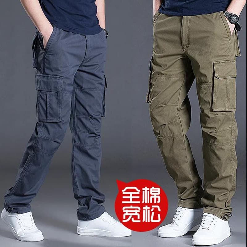 Loose Casual Workwear Pants for Men Outdoor Wear Resistant Straight Leg Spring Autumn Multi Pocket Leisure Trousers