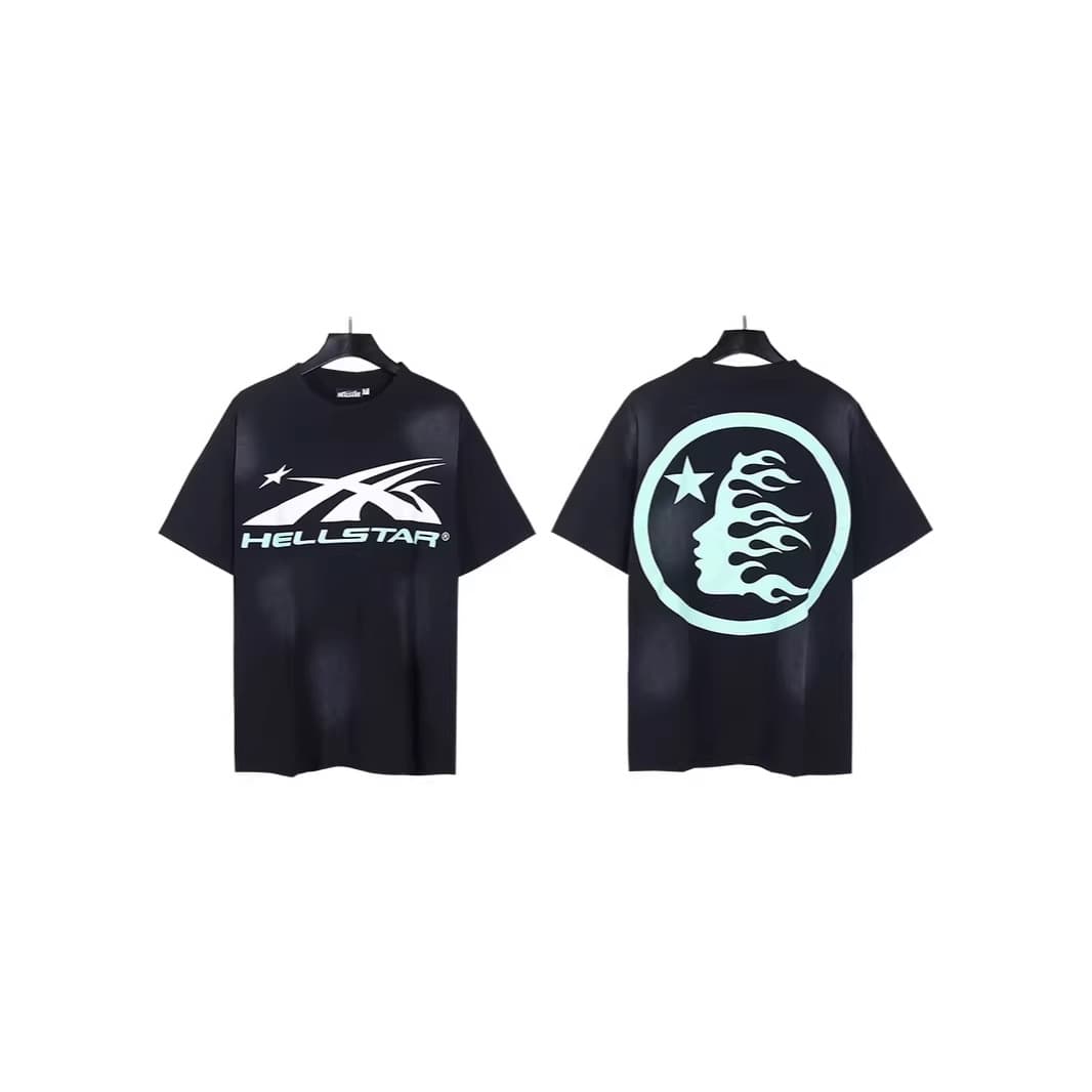 Hellstar Hellstar Washed Retro American Streetwear Printed Short Sleeve T-Shirt 250g 32s Fine Cotton Double Yarn Pure Cotton