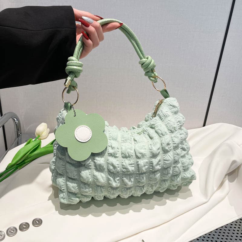 Pleated large capacity fashion Korean style fresh knot shoulder strap small bag for women 2025 new crossbody bag.