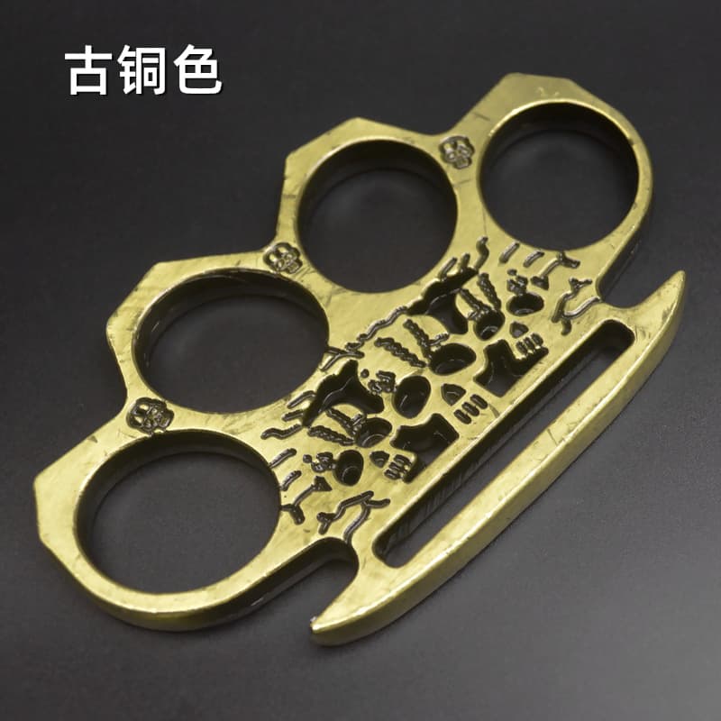 Cross-border three-skeleton car spare four-finger boxing gloves and ring travel tool four-finger boxing ring finger tiger hand buckle