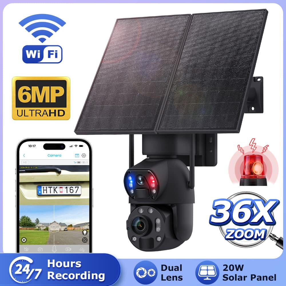 Solar-Powered Outdoor Low-Power Binocular 36X Zoom Camera Wireless Surveillance 6 Million High-Definition Bullet Camera