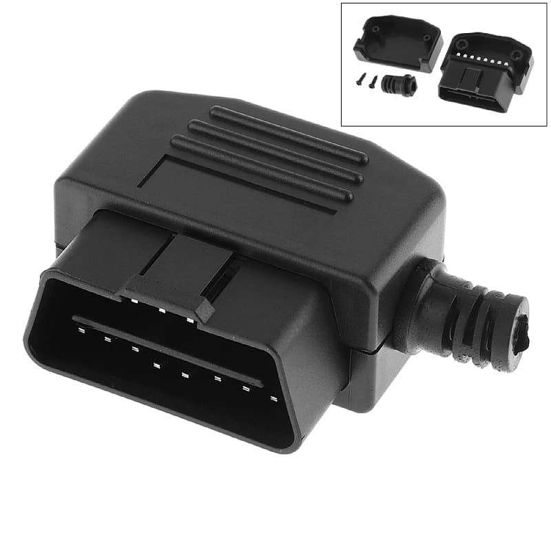 Supply OBD Connector J1962M, Male Automotive OBD2 Connector with Shell, Wire, and Screw