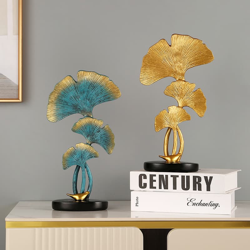European Creative Ginkgo Leaf Home Art Decoration for Living Room, New House, TV Cabinet, Showroom, Resin Soft Decoration