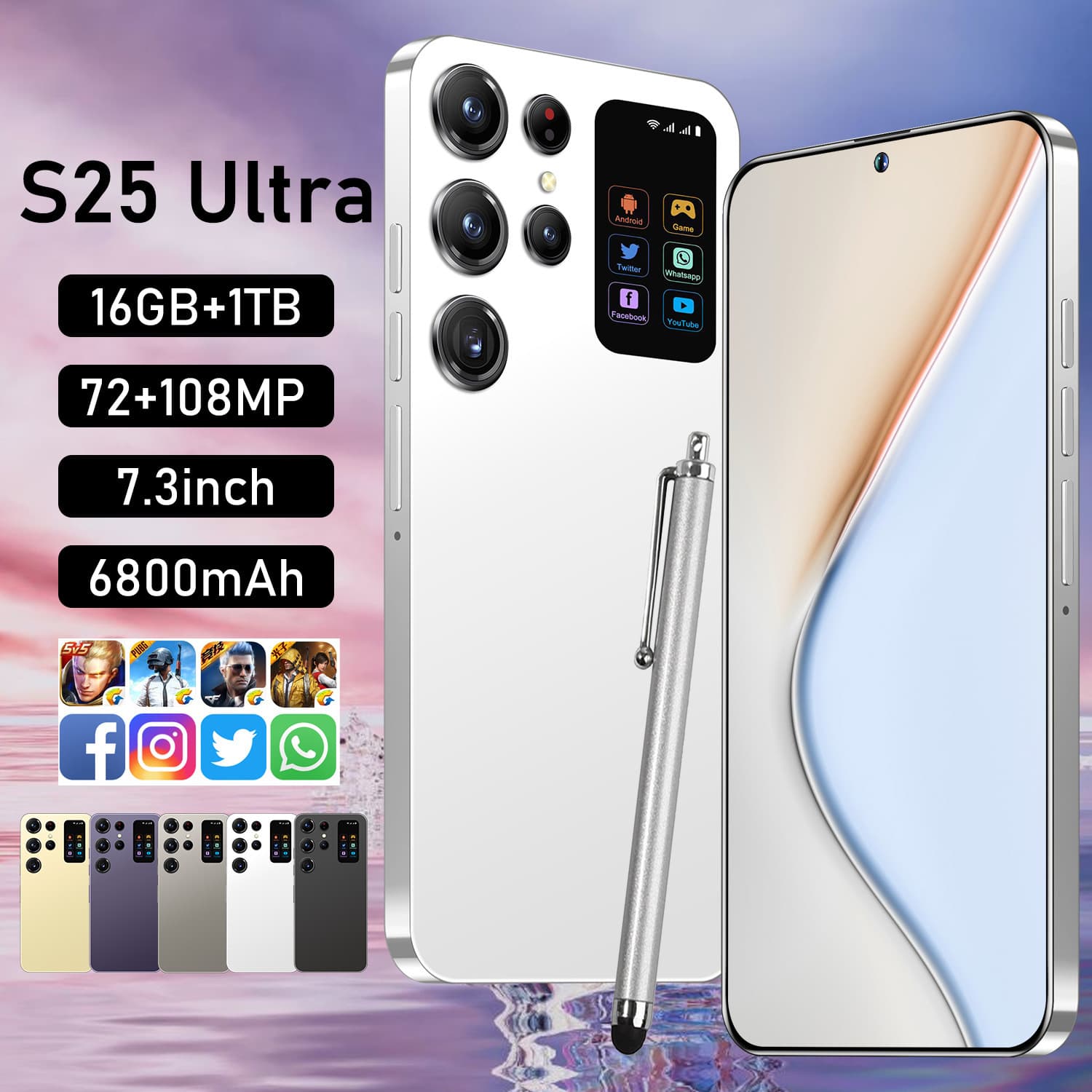 S25 Ultra cross-border mobile phone, perforated 7.3-inch large screen Android 14 foreign trade hot-selling low-price smartphone