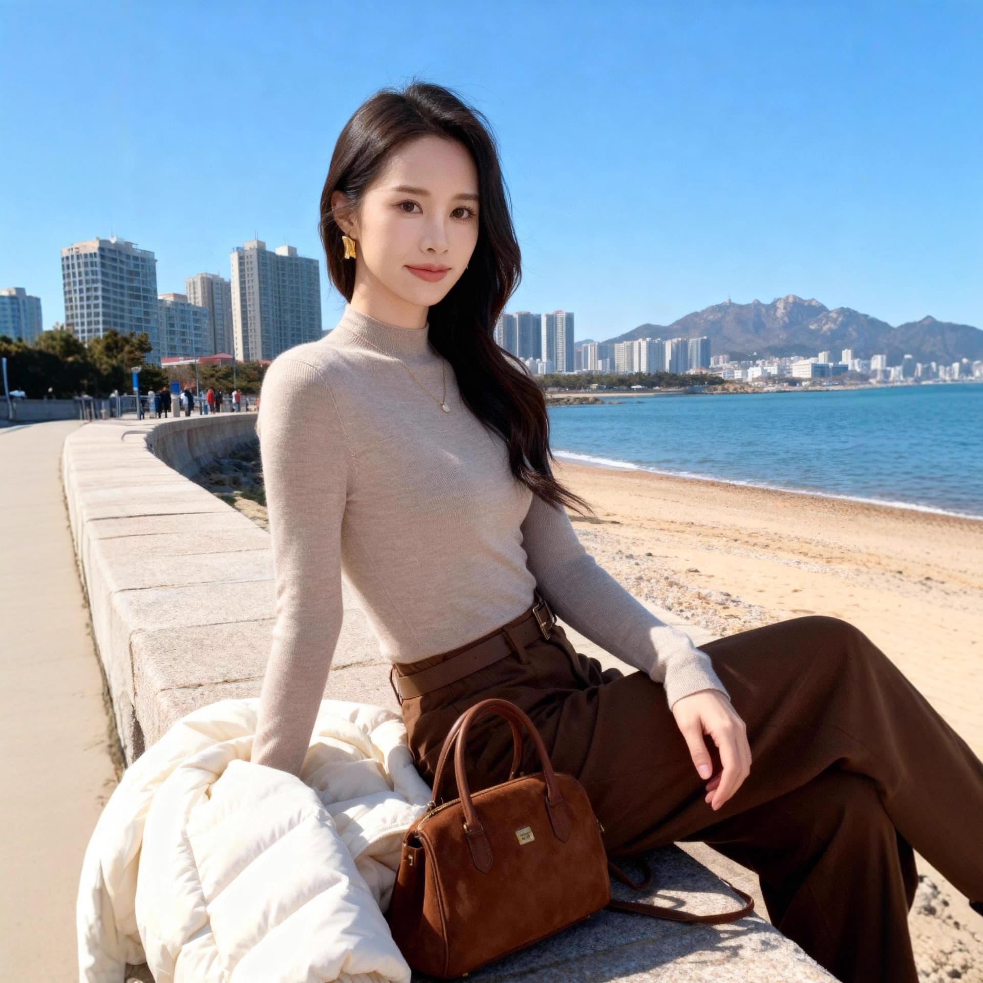 Yangzi Yarn Fine Wool Base Layer Seamless One-Piece Machine Washable Semi-High Neck Sweater Knitted Base Layer Women's Innerwear
